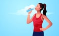 Illustration of an attractive young woman drinking water after a workout Royalty Free Stock Photo