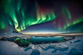 Aurora borealis at Jokulsarlon, Iceland