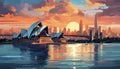 an illustration of an Australian cityscape landscape