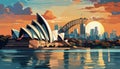 an illustration of an Australian cityscape portrait