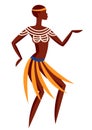 Illustration of Australian aborigine woman dancing in national costume.