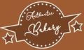 An illustration of an Authentic bakery logo on a brown color with white strokes.