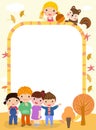 Autumn kids and frame,cute cartoon