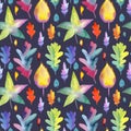 Large autumn pattern of watercolor leaves3