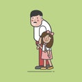 Illustration avatar of dad and daughter isolated