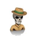 Illustration, avatar skull and straw hat