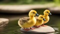 An Illustration Of An Awe - Inspiring And Majestic Image Of Three Ducks AI Generative