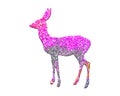 Illustration of a baby deer in a colorful glittery pattern on a white background