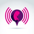 Illustration of a baby embryo and a podcast symbol. Chat on a pr