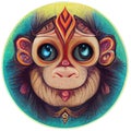 illustration vector of baby monkey hand draw tribal style isolated on white perfect for baby design Royalty Free Stock Photo