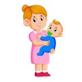 Baby sitter Taking Care The Baby Royalty Free Stock Photo