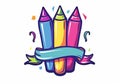 Illustration of back to school background with colored pencils. AI generated Royalty Free Stock Photo