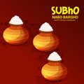 Bengali New Year Subho Nabo BarshoHappy Pohela Boishakh a mud pot fill with rasgulla. Royalty Free Stock Photo