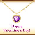background card for valentines day with heart shaped pendant Royalty Free Stock Photo