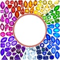background frame of rich variety of colors of natural gemstones