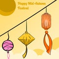 Illustration background lantern of happy mid autumn festival