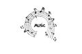 Illustration background of music notes on white