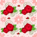 Illustration Background Pattern Red Rose Pattern Bright Red Alternating Flower Pattern