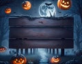 Background Halloween Ilustration of Dark cemetery at night Royalty Free Stock Photo