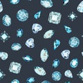 background seamless shiny gems of different cuts