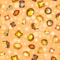 Background seamless shiny gems of different cuts