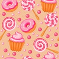 background seamless sweet donuts candy cupcakes