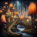 Illustration background of whimsical forest