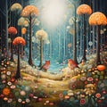 Illustration background of whimsical forest
