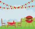Illustration of backyard barbecue scene Royalty Free Stock Photo
