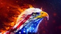 Illustration of the Bald eagle against the American flag. Fourth of July Independence Day concept Royalty Free Stock Photo