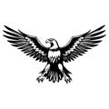 Illustration of bald eagle in drawing stencil style.