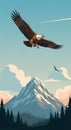 An illustration of a bald eagle (Haliaeetus leucocephalus) soaring in a clear sky. The Royalty Free Stock Photo