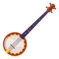 Illustration of banjo. Musical instrument for concert poster.