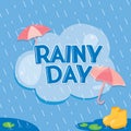 Illustration banner Rainy day. Rainy season poster - Vector