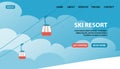 Illustration banner ski winter resort with cable car