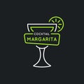 Illustration for bar menu alcoholic cocktail Margarita. Vector line drawing of a Drink on a background.