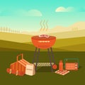 Illustration of a barbecue outdoors