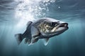 Barramundi fish swimming underwater in the ocean