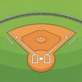 Illustration of a baseball field with a green grass backdrop. The layout includes Royalty Free Stock Photo