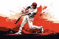 Illustration of baseball player hitting the ball. Generative AI Royalty Free Stock Photo