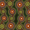 Illustration based on aboriginal style of dot  background. Connection concept Royalty Free Stock Photo