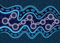 Illustration based on aboriginal style of dot  background. Connection concept Royalty Free Stock Photo