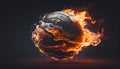 Illustration of the basketball ball enveloped in fire flames, black background Royalty Free Stock Photo