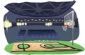 Illustration of a basketball hall. Bleachers, floodlights, basketball shield with a ring, eps ready to use. For your