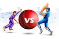 Batsman and bowler playing cricket championship sports Royalty Free Stock Photo