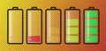 illustration of batteries, from empty to full