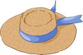 Illustration of a beach hat with a blue ribbon Royalty Free Stock Photo