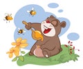 Illustration. Bear and the Bees Story Royalty Free Stock Photo