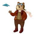 Illustration of bear pilot character