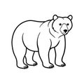 Illustration of a bear standing outline drawing on a white background Royalty Free Stock Photo